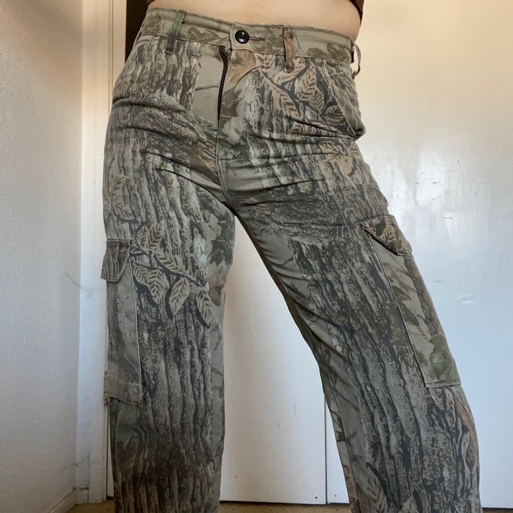 Vintage Printed Brown Camo Cargo Pants